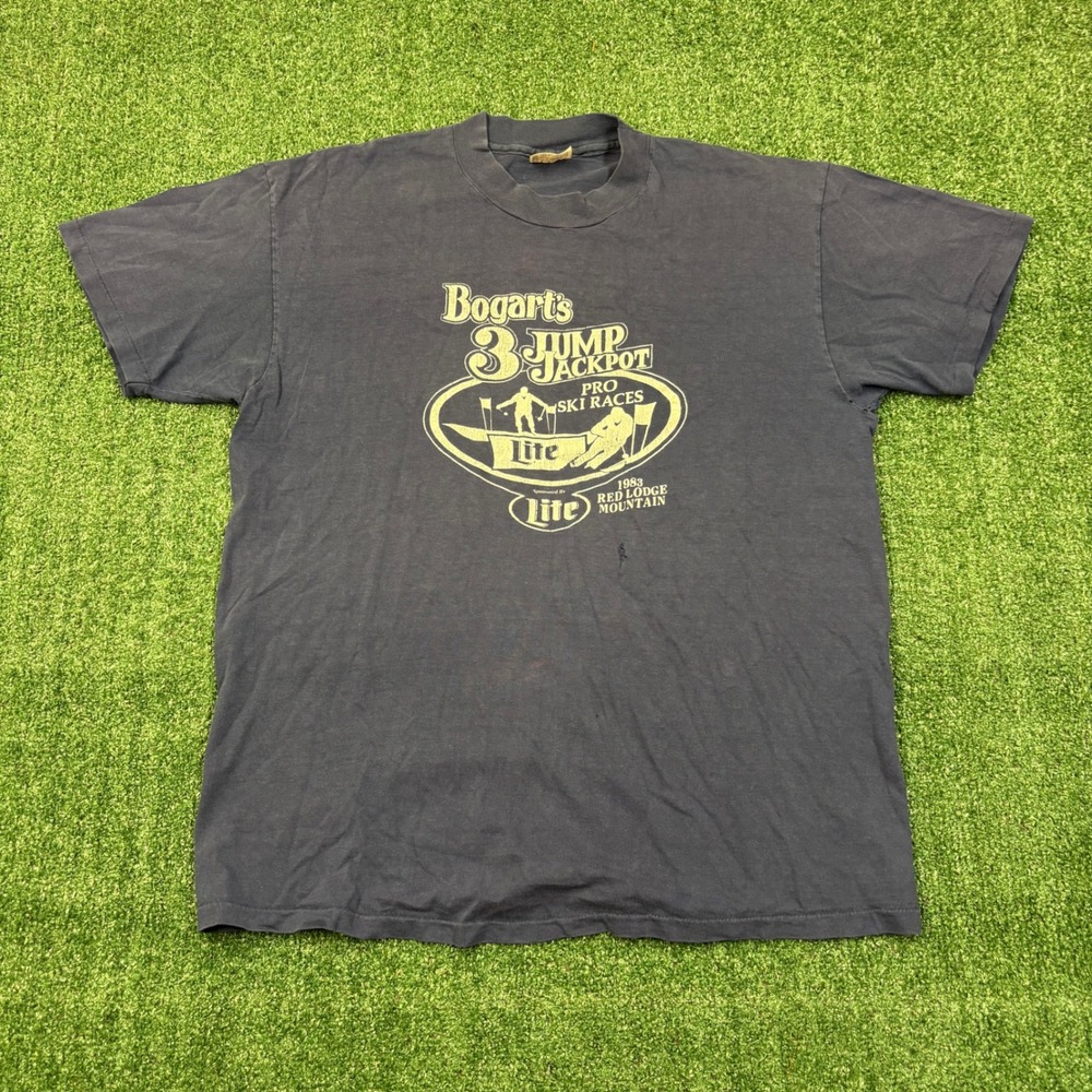 Vintage 80s Hanes Miller Lite Ski Race T-shirt